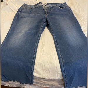 Dark stone washed denim high rise boot